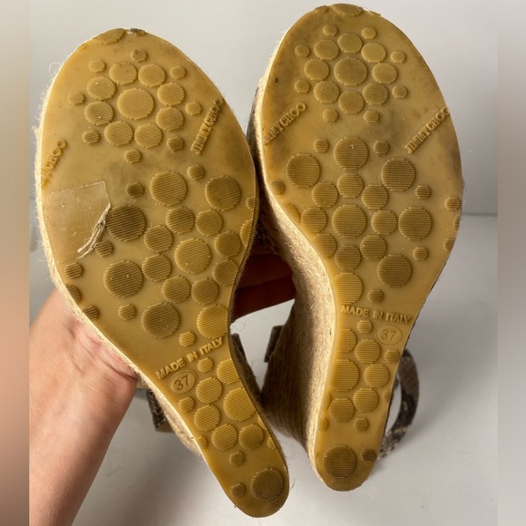 Jimmy Choo snake embossed wedge espadrille sandals ankle strap 37 - Picture 8 of 10